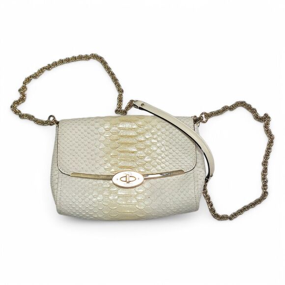 Coach Handbags - Coach Women's Madison Clutch Bag Crossbody Ivory Python Embossed Gold Chain